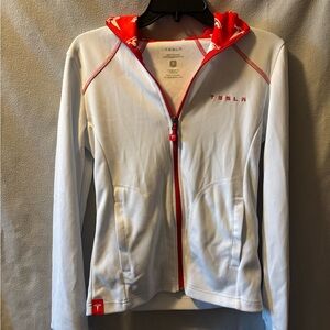 Tesla White Jacket with Red Accents